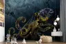 Majestic Golden Octopus Abstract Wall Mural 7