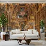 Golden Baroque Palace Interior Wall Mural 6