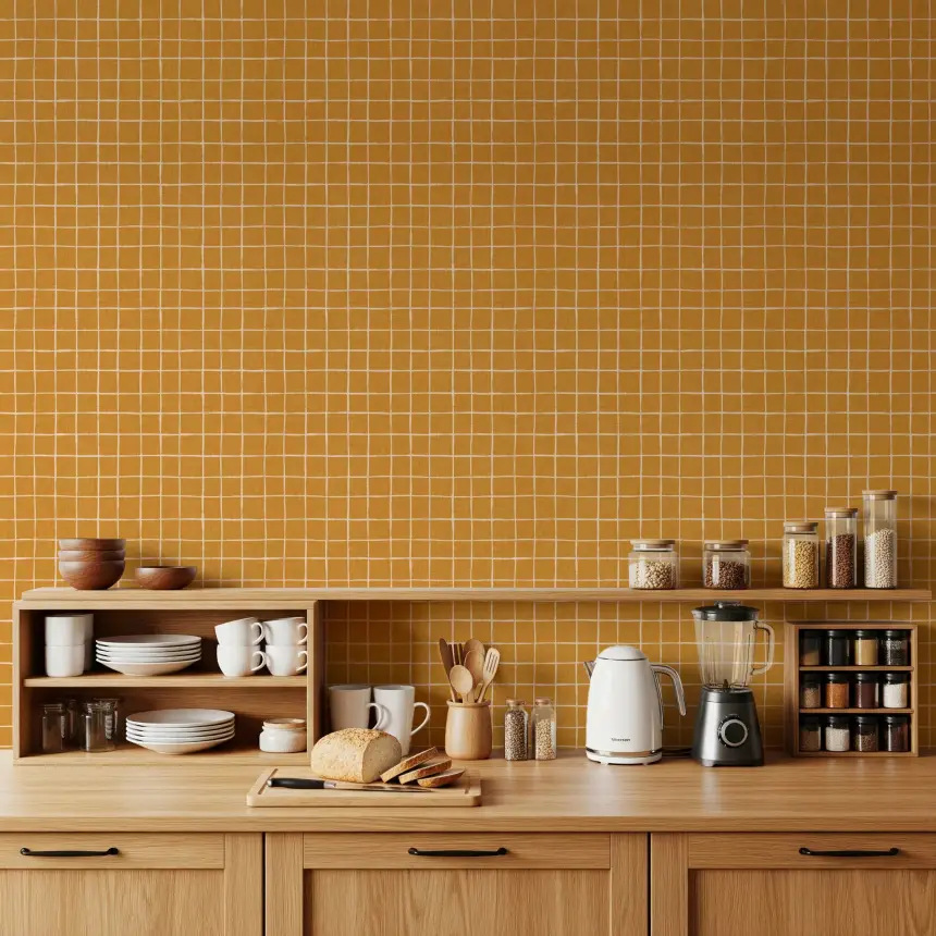Orange Abstract Grid Wallpaper