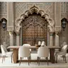 Mughal Archway Carved Wooden Door Wall Mural 8