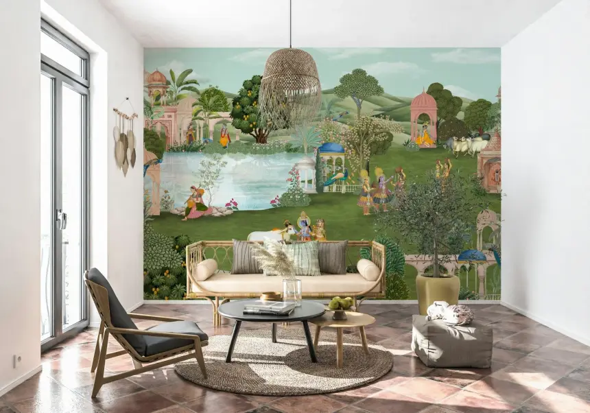 Pahari Peacocks Wall Mural