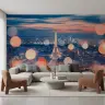 Dreamy Paris Skyline Wall Mural with Bokeh 8