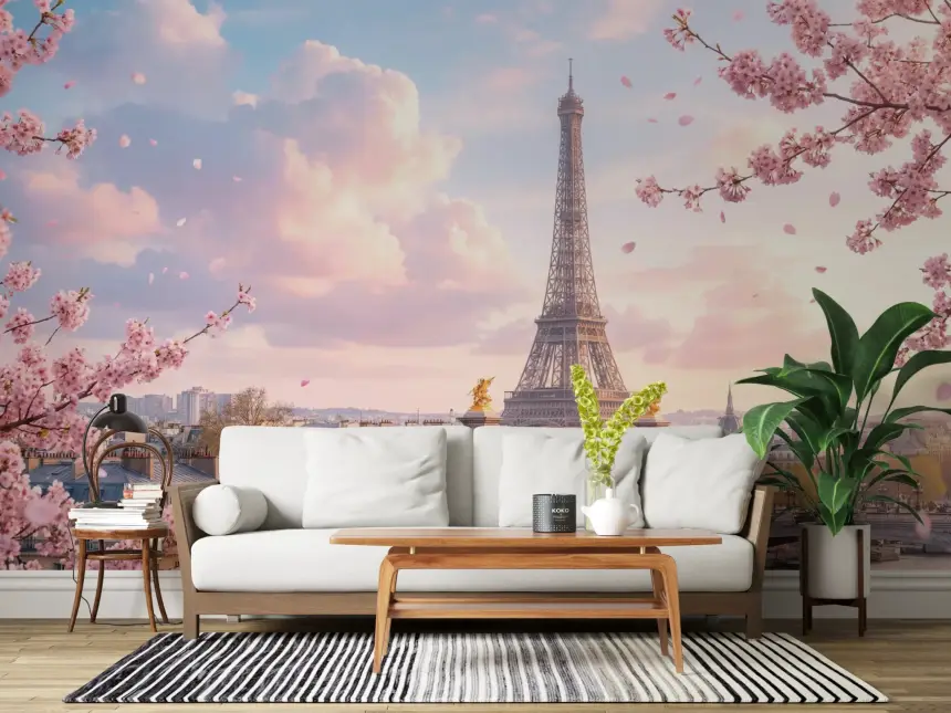 Parisian Sakura Wall Mural