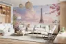 Eiffel Tower and Cherry Blossom Sunset Wall Mural 8