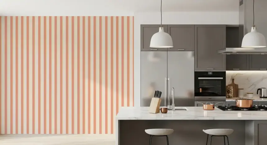 Peach & Cream Stripes Wallpaper