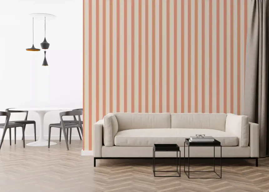 Peach & Cream Stripes Wallpaper
