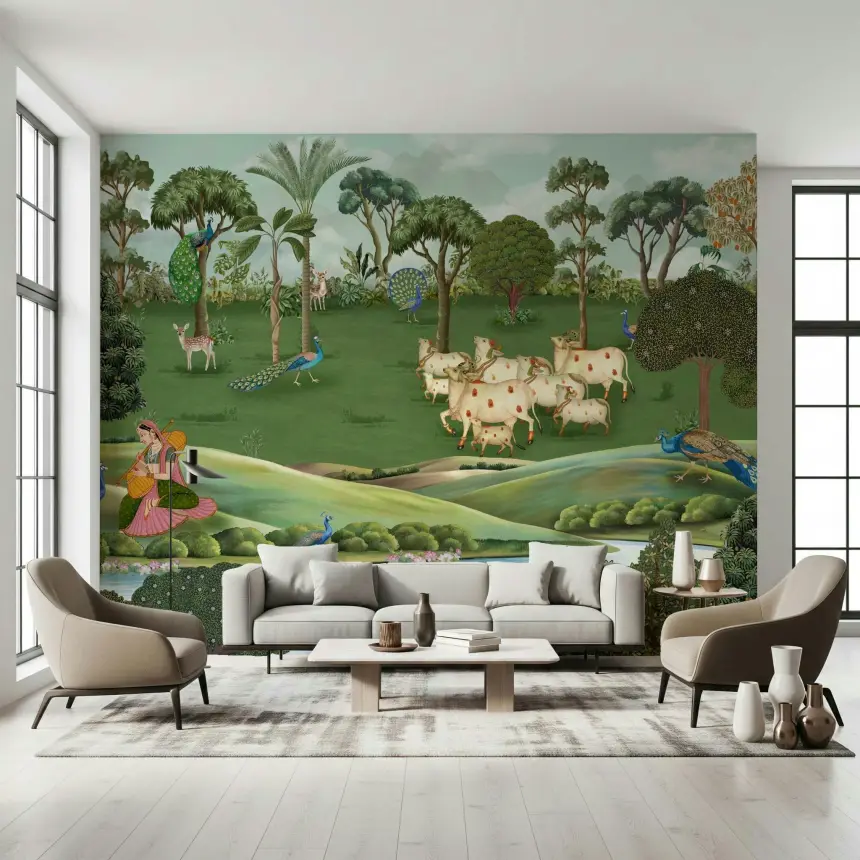 Pichwai Pastures Wall Mural