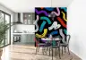 Dynamic Multicolor Brushstrokes Dark Background Wallpaper Mural 7