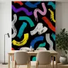 Dynamic Multicolor Brushstrokes Dark Background Wallpaper Mural 6