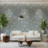 Ethereal White Floral Pattern Powder Blue Wallpaper 6