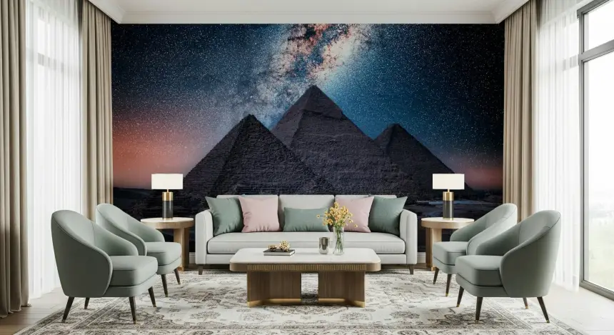 Pyramids at Night Wall Mural