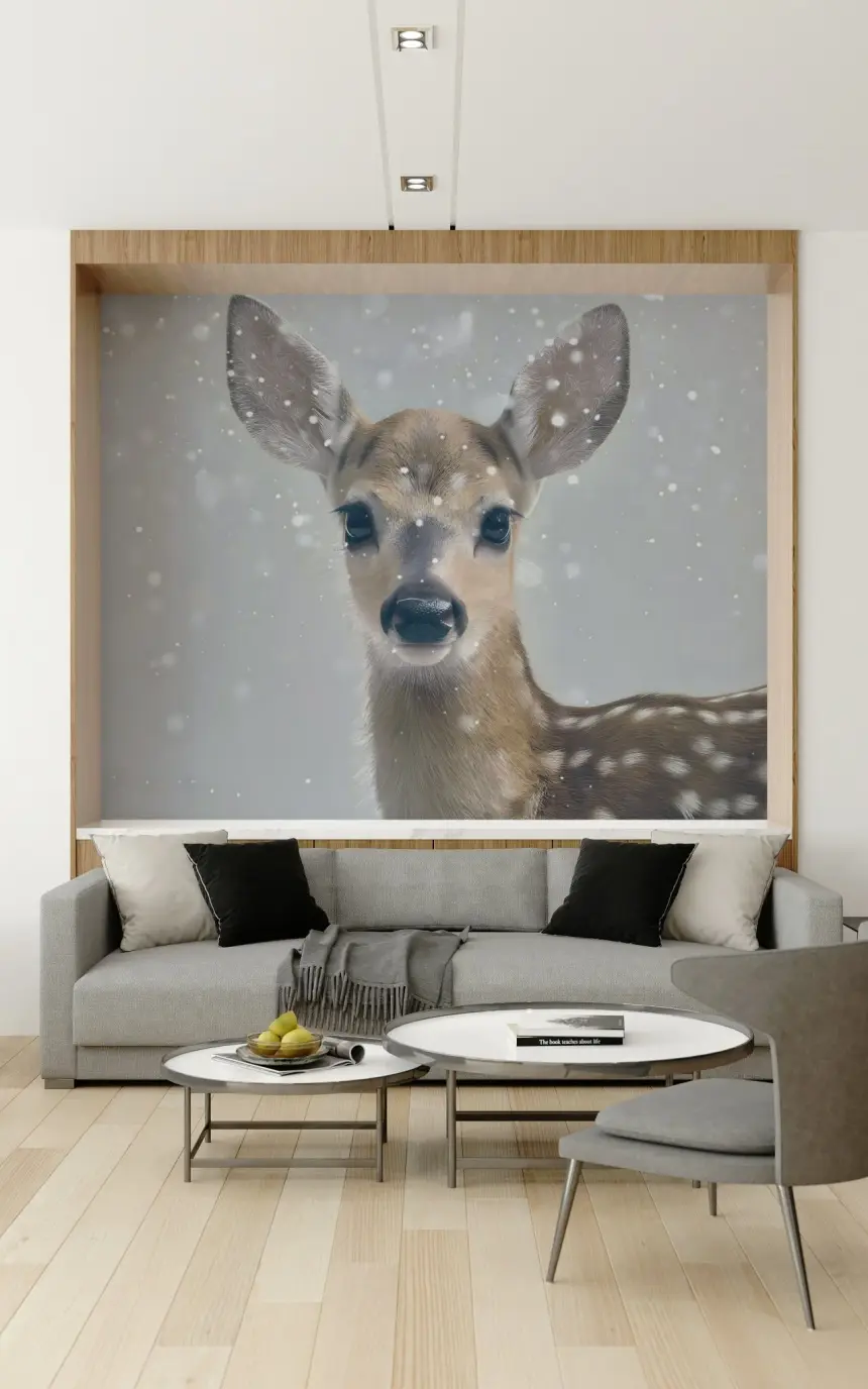 Quiet Winter Fawn Wall Mural