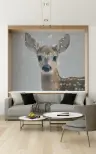 Adorable Fawn in Winter Snow Wall Mural 8