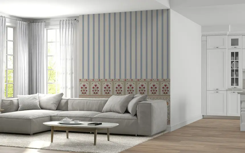 Regal Bloom Stripes Wall Mural
