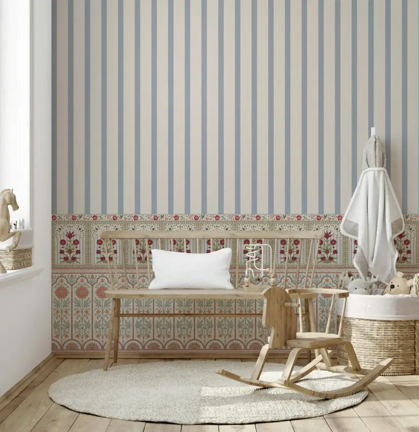 Regal Bloom Stripes Wall Mural