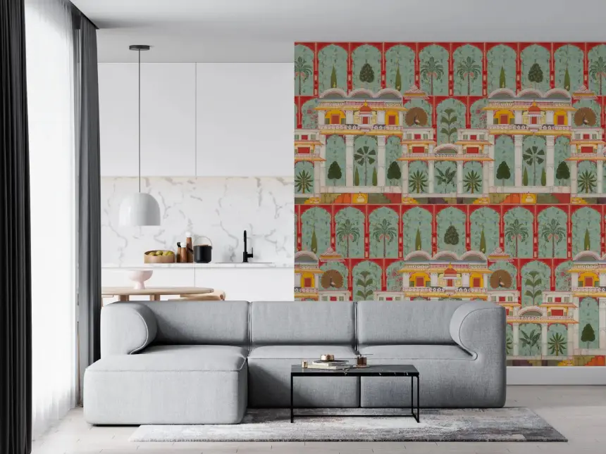 Regal Mughal Garden Wall Mural