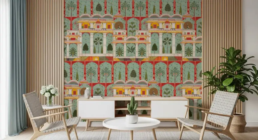 Regal Mughal Garden Wall Mural