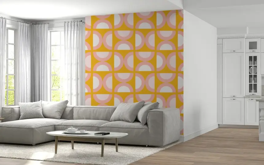 Retro Blush Arcs Wall Mural