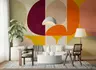 Burgundy Orange Abstract Curvilinear Shapes Wallpaper Mural 8
