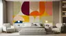 Burgundy Orange Abstract Curvilinear Shapes Wallpaper Mural 7