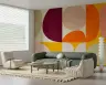 Burgundy Orange Abstract Curvilinear Shapes Wallpaper Mural 6