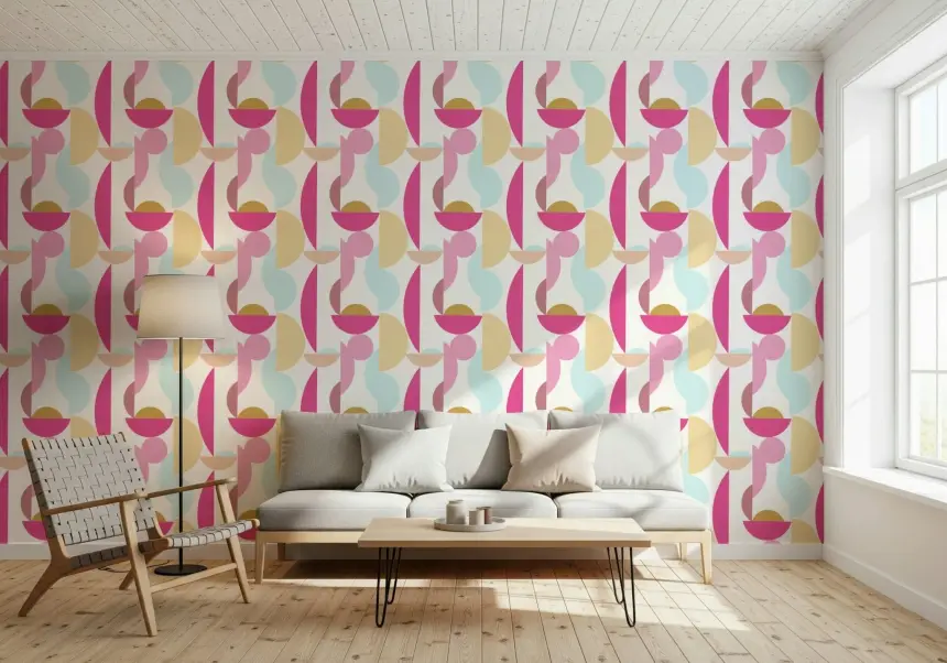 Retro Geo Blush Wallpaper