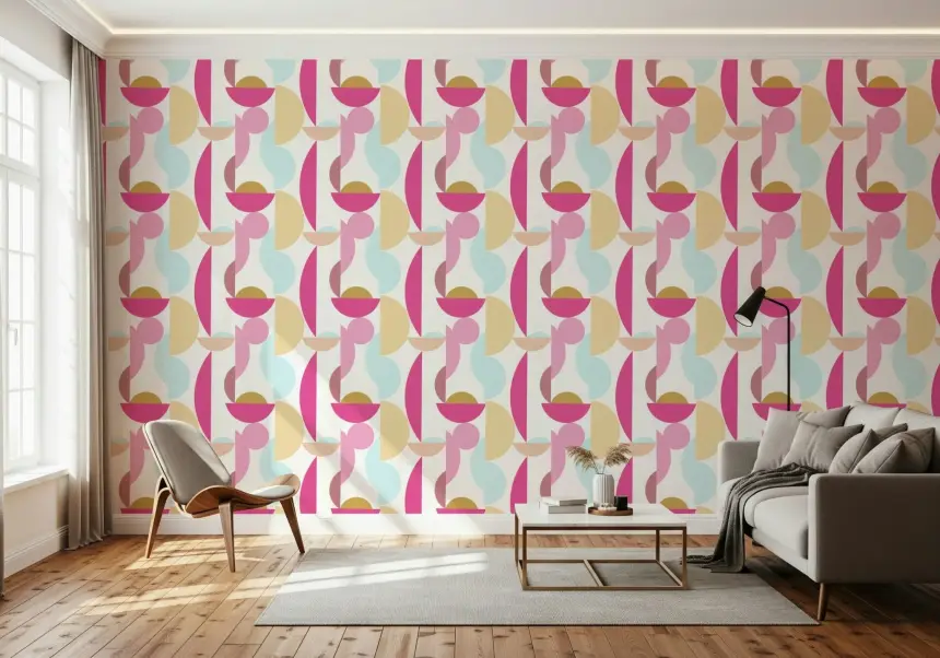 Retro Geo Blush Wallpaper