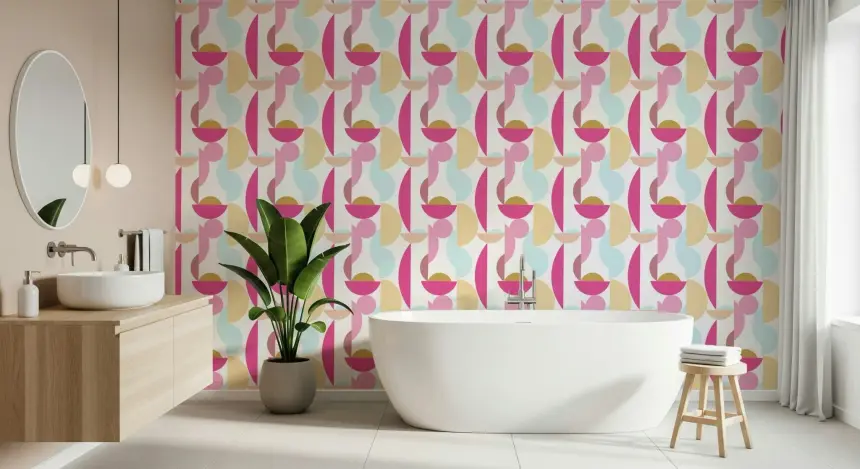 Retro Geo Blush Wallpaper