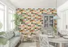 Retro Multicolor Geometric Half Circle Squares Wallpaper 6