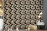 Organic Geometric Pattern Wallpaper in Blush and Black 6