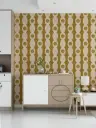 Mustard Beige Retro Ovals Geometric Wallpaper 6