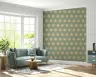Muted Green Sunburst Geometric Pattern Wallpaper 7