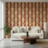 Terracotta Retro Geometric Ovals Pattern Wallpaper 6
