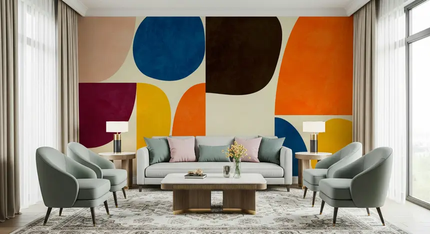 Mid-Century Modern Shapes Wall Mural - 2858620