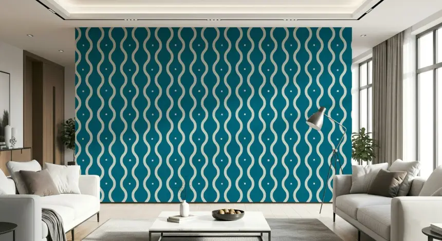 Retro Waves Teal Wallpaper