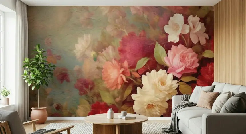 Vintage Floral Cascade Wall Mural -2578281