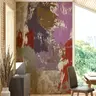 Distressed Abstract Red Lavender Grey Paint Strokes Wallpaper 8