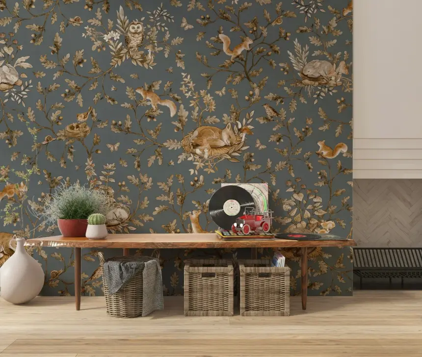 Rustic Forest Motif Wall Mural