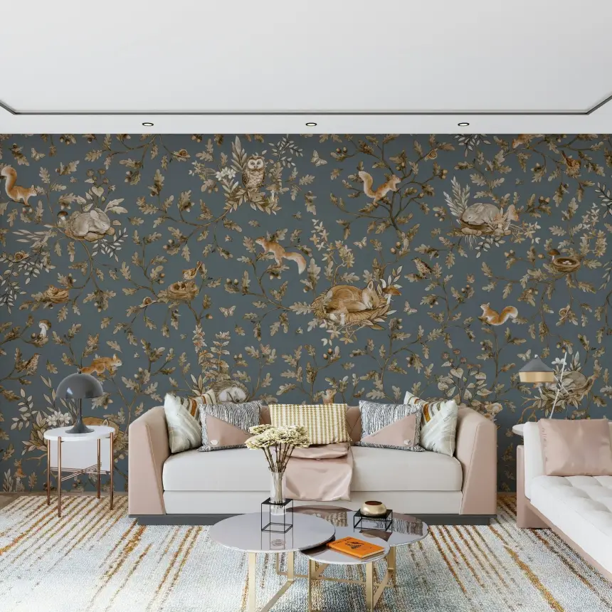Rustic Forest Motif Wall Mural