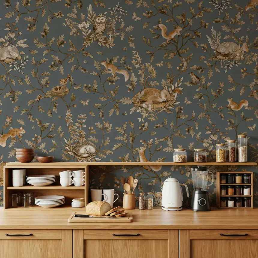 Rustic Forest Motif Wall Mural