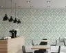 Sage Green Medallion Damask Pattern Wallpaper 6