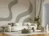 Modern Abstract Sage Green Flowing Strokes Wall Mural 6
