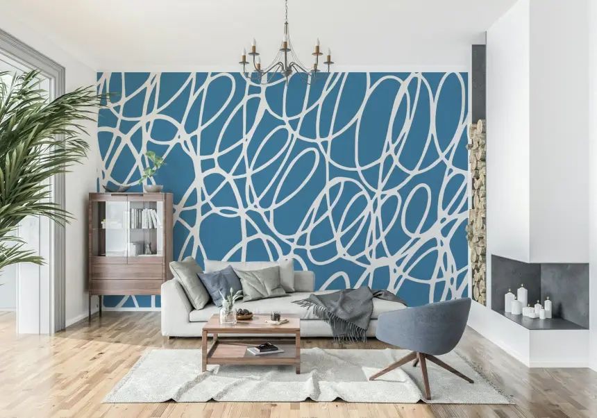 Sapphire Scribbles Wall Mural
