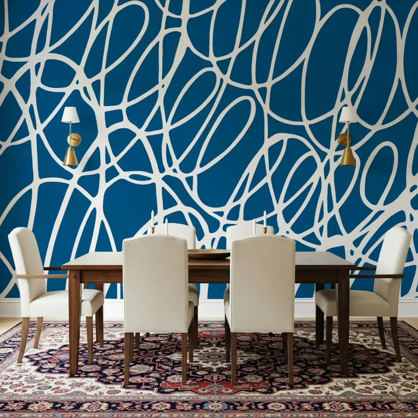Sapphire Scribbles Wall Mural