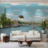 Eiffel Tower and Seine River Scenic Wall Mural 6