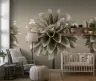 Subtle Sepia Dahlia Floral Pattern Wall Mural 6