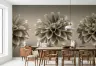 Subtle Sepia Dahlia Floral Pattern Wall Mural 7