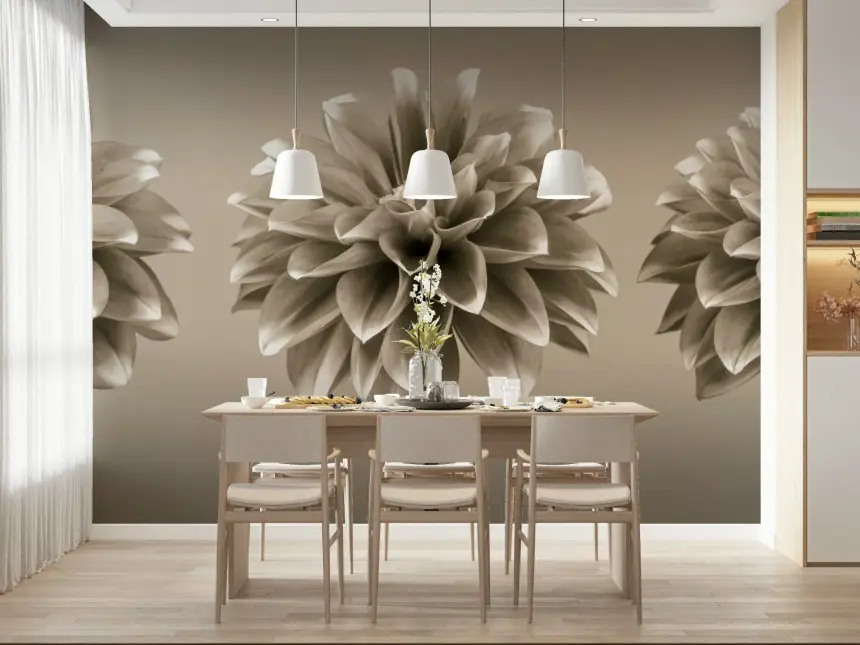 Sepia Dahlia Trio Wall Mural