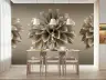 Subtle Sepia Dahlia Floral Pattern Wall Mural 8