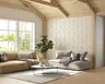 Elegant Beige Geometric Fan Pattern Wallpaper 6